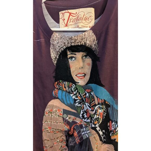 Trafaluc Art Nouveau Shirt, Purple, Made in Morocco.  Art to Wear, Boho, Small - Picture 3 of 7